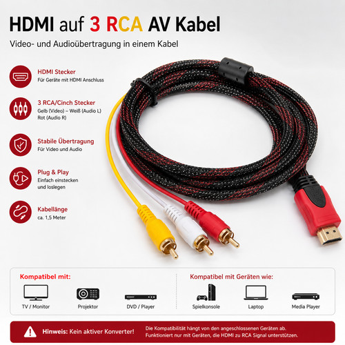 Hdmi auf rca - rca, kabel